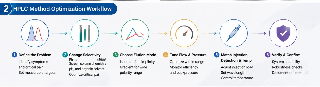 Flux de travail d'optimisation de la méthode HPLC